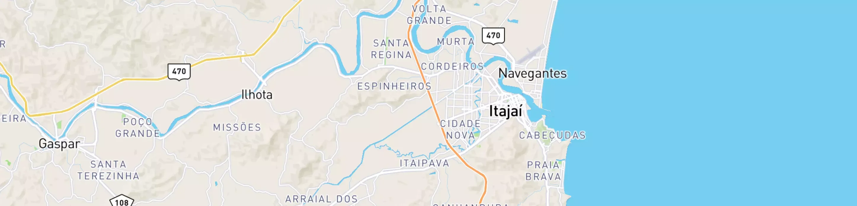 Mapa mostrando localização do terminal logístico de Itajaí, da Petrobras.